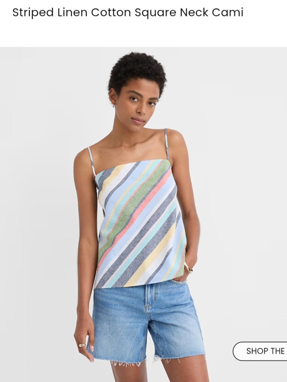 LOFT Pastel Multi-Striped Square Neck Cami